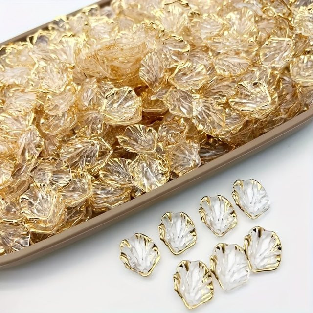 QYWCTZ Acrylperlen, muschelförmig, goldfarben, transparent, 17 mm - Bild 1