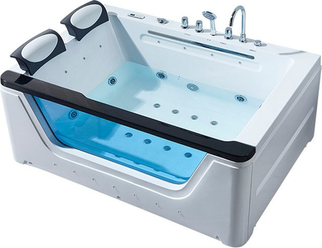 Tuboom Chromotherapie-Whirlpool-Badewanne aus Acryl mit Hydromassage und Surfing-Massagefunktion, Weiß, Länge: 170 cm - Bild 1
