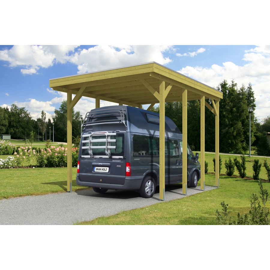 Skan Holz Caravan-Einzelcarport Friesland in Braun, B/T: 397 x 555 cm - Bild 2