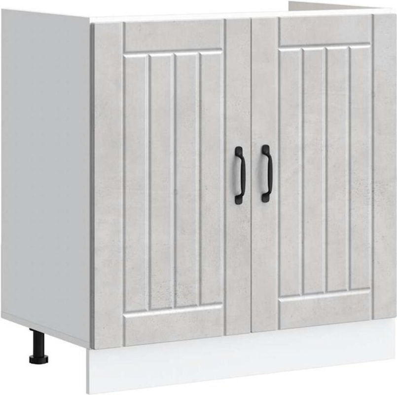 Spülenunterschrank Lucca Vidaxl in Betongrau aus Holzwerkstoff im Landhausstil mit Drehtüren - Bild 1