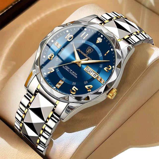 POEDAGAR Armbanduhr Edelstahl, Quarz, Blau, Herren - Bild 1