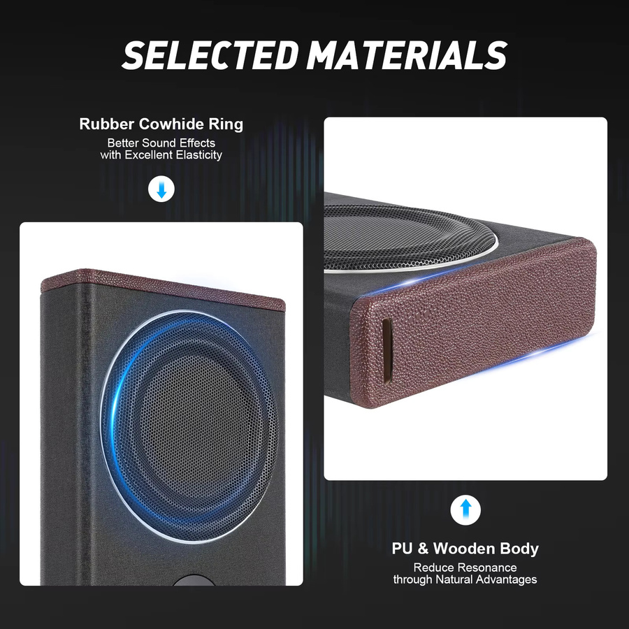 Ultra Slim Compact Active Subwoofer System 8 Zoll 600 W Underseat Car Audio Bass Box in Schwarz - Bild 4