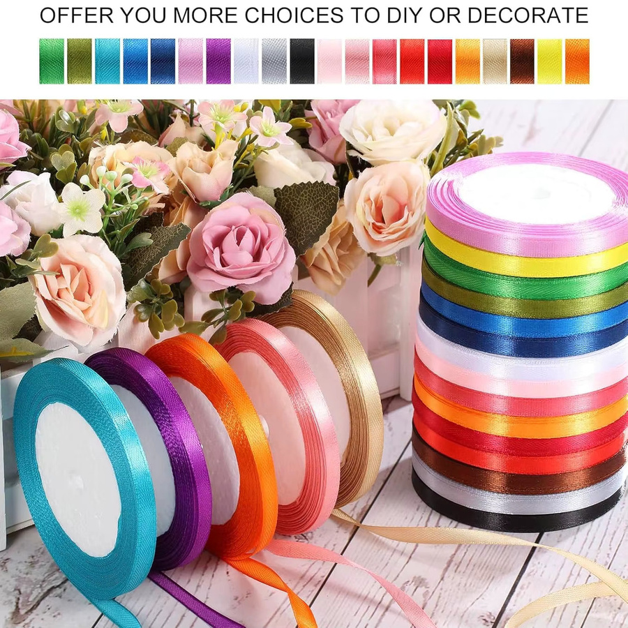 SUNEEYDAY Satinband Set Multicolour, 10 mm Breite, 25 Yards für DIY-Bastelbedarf, Geschenkverpackung und Hochzeitsdekoration - Bild 3