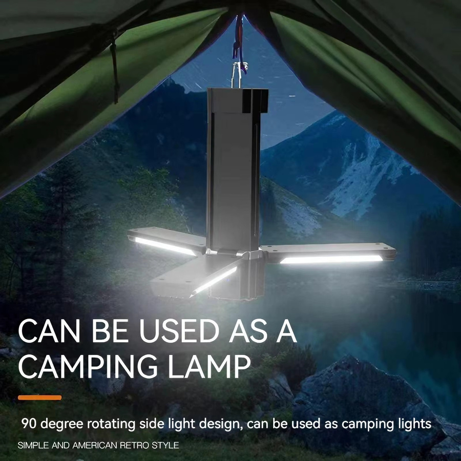 STONEGO Multifunktionale Outdoor-Campinglampe mit Akku und SOS-Funktion, Schwarz - Bild 2