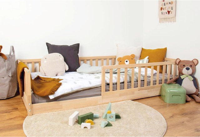 Pinolino Bodenbett Evi aus Massivholz Buche in Weiss, B/T/H: 90 x 200 x 44 cm - Bild 1