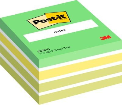 Post-it Haftnotiz-Würfel Grün und Multicolour, extra stark haftend, PEFC-zertifiziert, Breite: 7,6 cm, Tiefe: 7,6 cm, Höhe: 7,6 cm - Bild 1