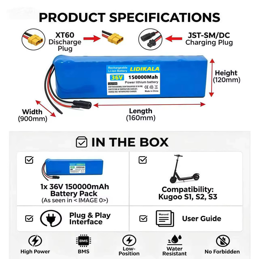 Original M365 Akku 36V 15Ah für E-Scooter mit BMS, 10S3P 18650 Lithium-Ionen-Batteriepack in Blau - Bild 6