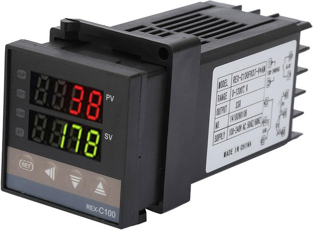 REX C100 Digitaler LED PID Temperaturregler Thermostat Kit mit Alarm in Schwarz - Bild 1