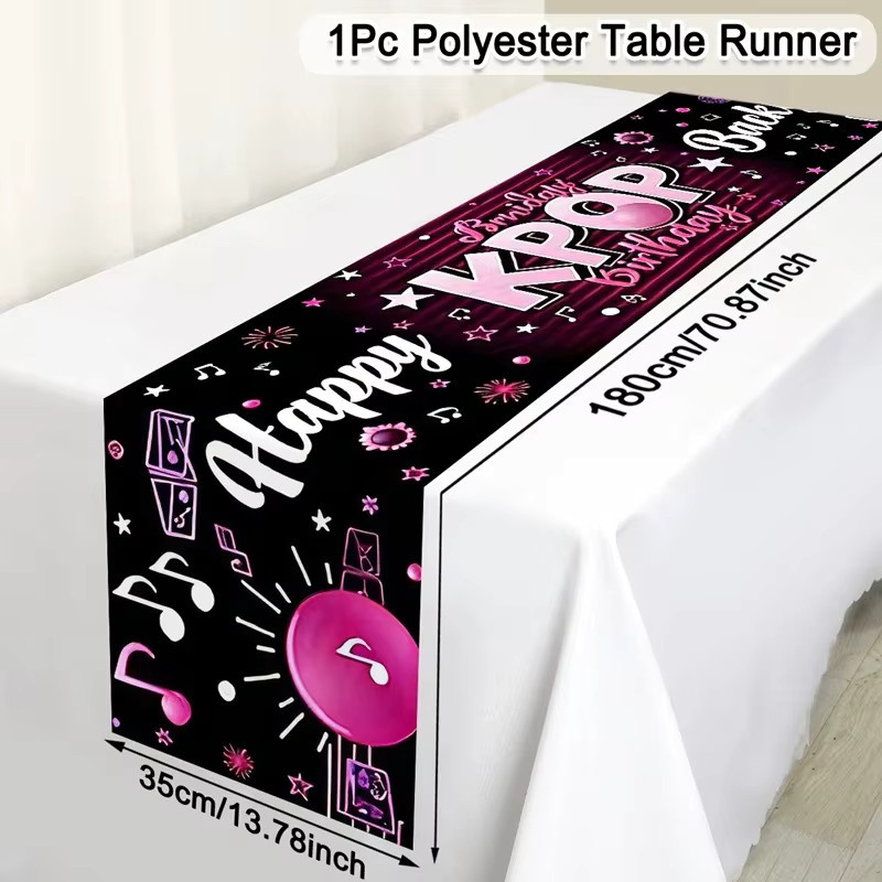 OURFETE Tischläufer mit Musik-Motiv für Geburtstagspartys und Heimdekoration, Mehrfarbig, B/H: 180 x 35 cm - Bild 4