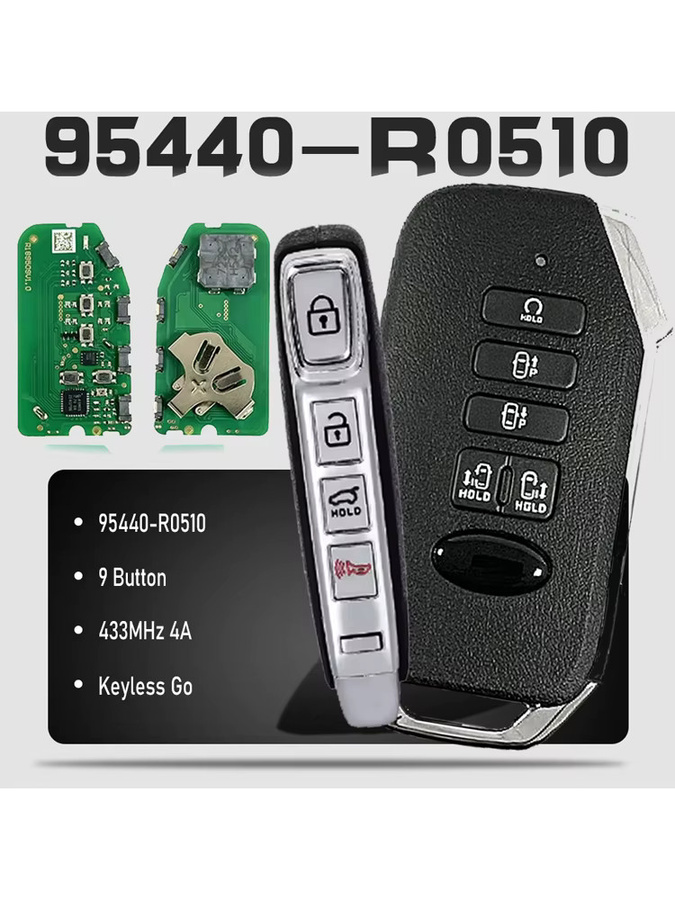 KEYECU Smart Remote Auto Schlüsselanhänger 433 MHz 4A Ersatz Keyless Go mit 9 Tasten für KIA Carnival 2022, Schwarz - Bild 4