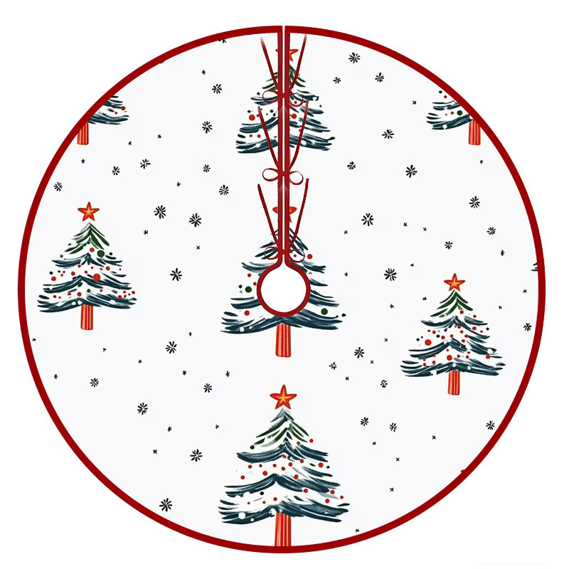 VIKAMA Weihnachtsbaumrock aus Textil in Weiß mit Schneeflocken- und Sternmuster, runder Baumrock zur Weihnachtsdekoration - Bild 2