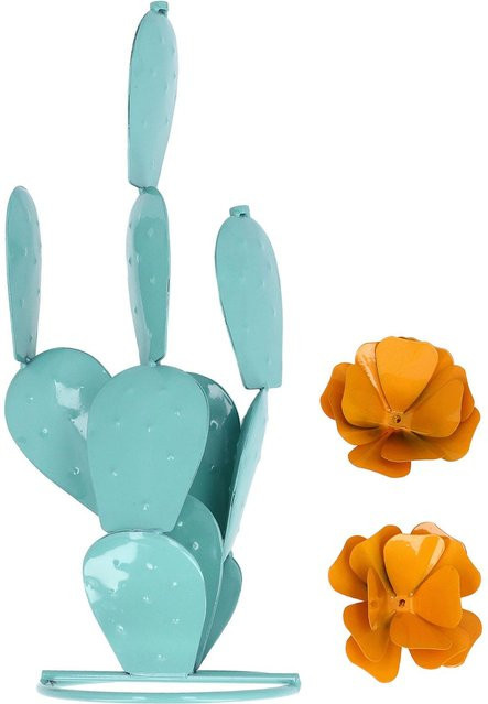 TOMTOP JMS Kaktus Statue aus Metall in Blau und Türkis als Dekoration für Garten und Innenhof - Bild 1