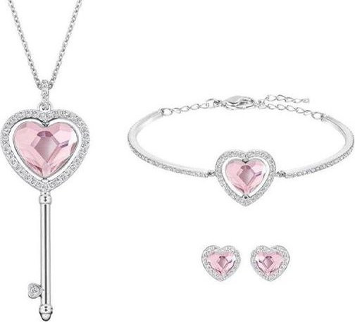 Swarovski Schmuck-Set, Halskette und Armband, Rosa, Kristall, Damen - Bild 1