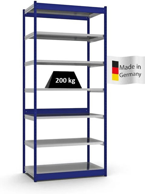 PROREGAL Fachbodenregal Stecksystem mit 7 Ebenen in Blau, H x B x T: 300 x 132,5 x 60 cm - Bild 1