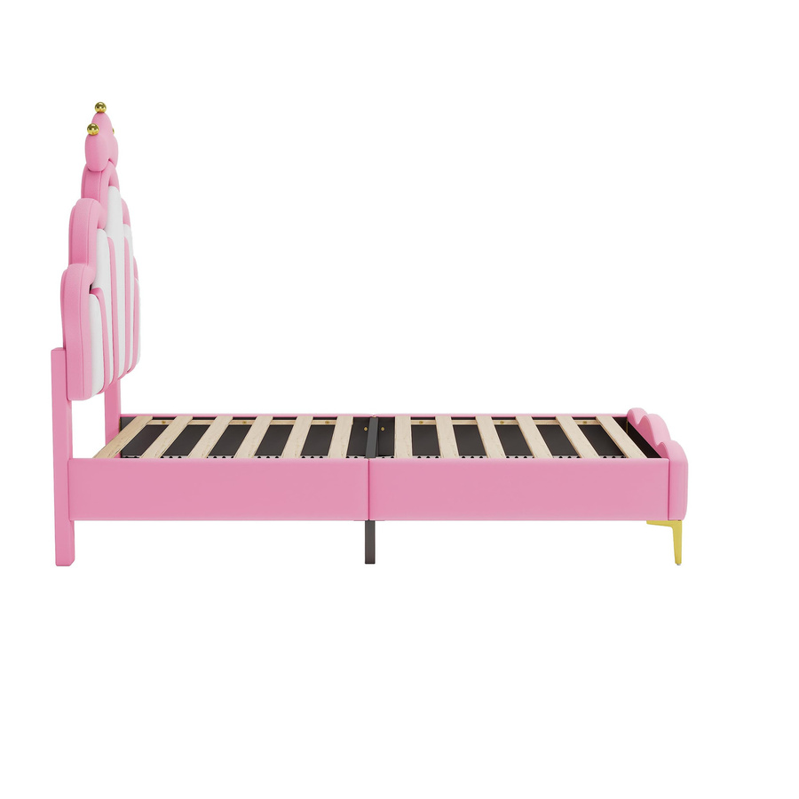Flieks Prinzessinnenbett Polsterbett mit LED-Farbwechsellicht aus PU-Material in Rosa, B/T/H: 203 x 90 x 129 cm - Bild 3