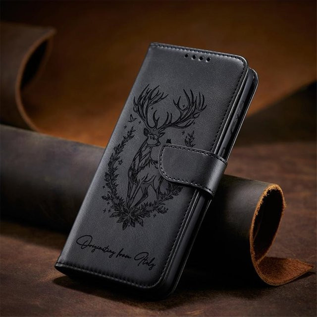 Lederhülle Flip Case für Samsung Galaxy A25 5G in Schwarz mit Kartenfächern und Geldbörse Funktion - Bild 1