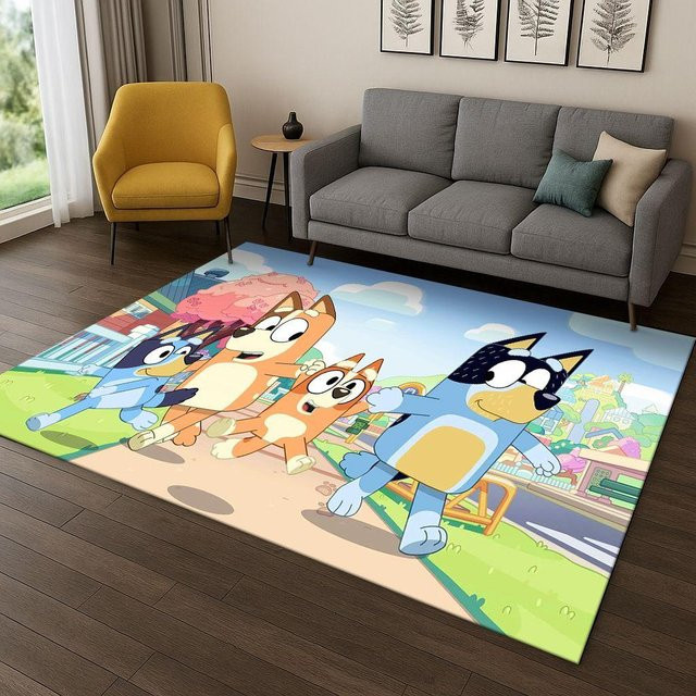 WEN-july B-Blueys Cartoon Hund Teppich, rutschfeste und waschbare Bodenmatte für Kinderzimmer, Wohnzimmer oder Schlafzimmer, Mehrfarbig, B/T: 100 x 150 cm - Bild 1
