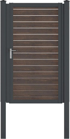 Vidual Gartentor Swing-pure Einzeltor aus Aluminium in Dark Oak, B: 100 cm, H: 175 cm