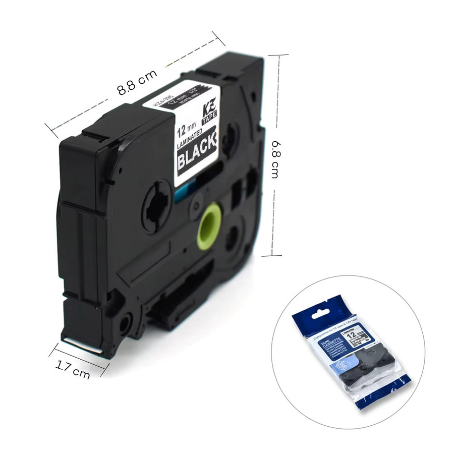 Kompatibles Brother Etikettenband Weiß auf Schwarz für Brother P-touch PTH110 und PTD210, Breite: 9 mm oder 12 mm - Bild 2