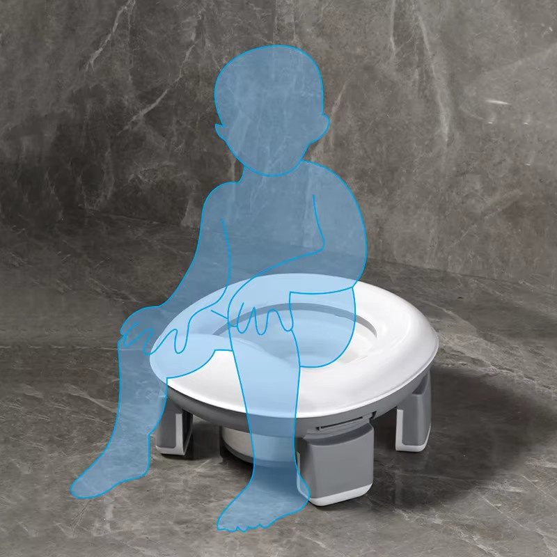 3-in-1 Baby-Töpfchentrainer aus Silikon, faltbarer Reise-Toilettensitz für Kinder in Blau - Bild 2