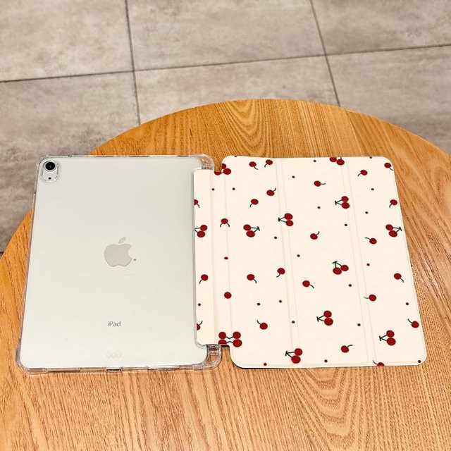 Rui Di iPad Hülle mit Kirschmuster in Weiß für iPad Pro 10/11 Zoll, iPad Air 3/4/5 Generation und iPad 9 10.2 Zoll - Bild 1
