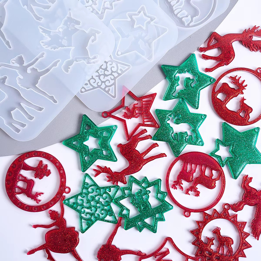 UDOCOOL Silikonform für runde DIY-Anhänger zur Herstellung von Weihnachtsbaum-Ornamenten aus Epoxidharz - Bild 2