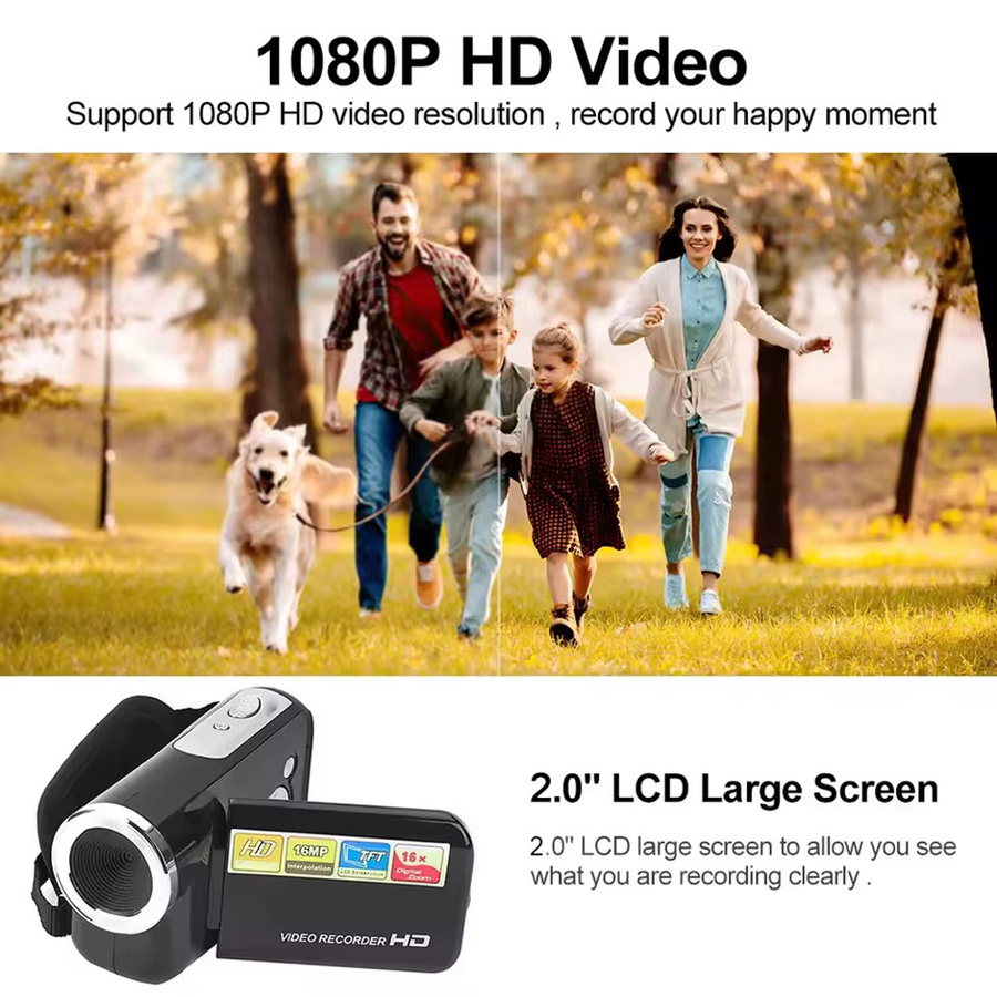 Virwir Tragbare Digitalkamera in Schwarz mit 16MP, 1080P Full HD und 2 Zoll HD-Display für Sicherheitsüberwachung und Videoaufnahmen - Bild 3