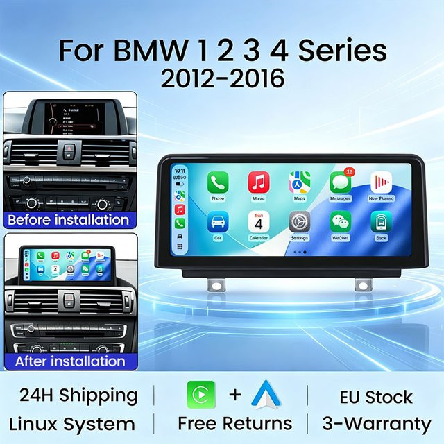 MEKEDE QLED Autoradio mit 10,25 Zoll Display für BMW 1er, 2er, 3er, 4er Serie F20, F21, F22, F30, F32, F34, F36 (2013–2017) NBT-Systeme, kabelloses CarPlay und Android Auto, Schwarz - Bild 1
