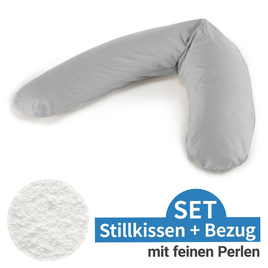 Theraline Stillkissen mit Mikroperlen-Füllung und Jersey-Bezug, Farbe: Grau, Länge: 180 cm - Bild 1