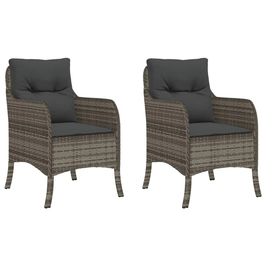 Furnicato Gartenstühle Set aus Poly Rattan mit Kissen in Grau - Bild 2
