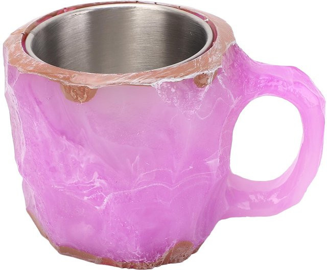 Luxus Kaffeetasse ZuiyouBaby1 in Pink mit Imitation Mineral Optik aus Harz und Edelstahl-Einsatz, 320 ml - Bild 1