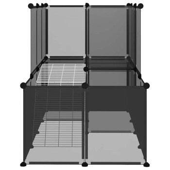 vidaXL Kleintierkäfig Freigehege aus Kunststoff und Stahl, Schwarz/Transparent, B/T/H: 142 x 74 x 93 cm - Bild 3
