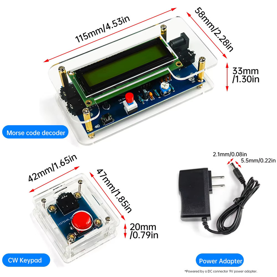 diymore Morsecode Decoder DIY Elektronik-Bausatz zum Löten mit US-Stecker, Mehrfarbig - Bild 3