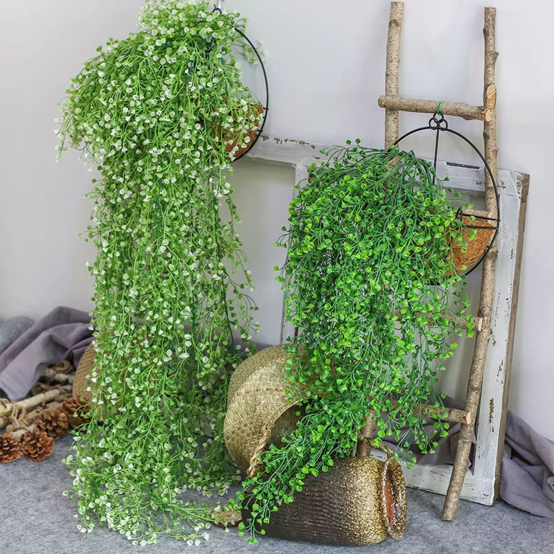 Künstliche Rebe Kmitang mit 5 Gabeln in Gold, Lila und Mehrfarbig, hängende Rattan-Pflanze aus Kunststoff für deine Dekoration, Höhe: 75 cm - Bild 2
