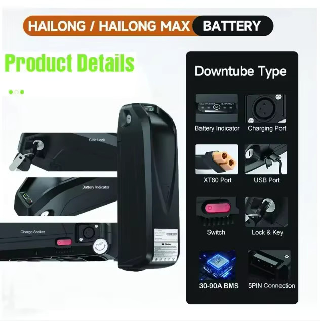 Polly Hailong Original 21700 E-Bike Akku 36V für Elektrofahrräder mit 250W-1500W Motoren in Schwarz - Bild 4