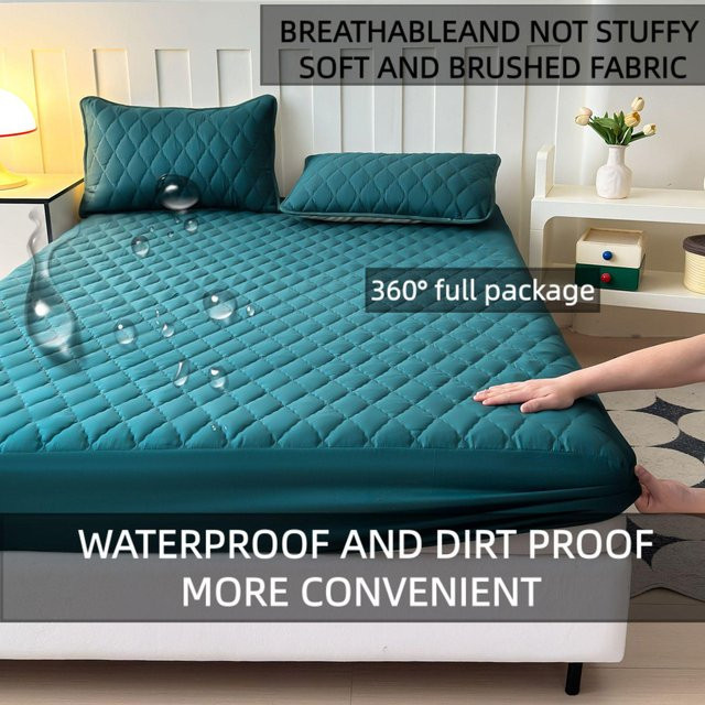 Gesteppter Matratzenschoner von Chose One, wasserdicht und antibakteriell, Blau, B/T/H: 90 x 200 x 30 cm - Bild 1