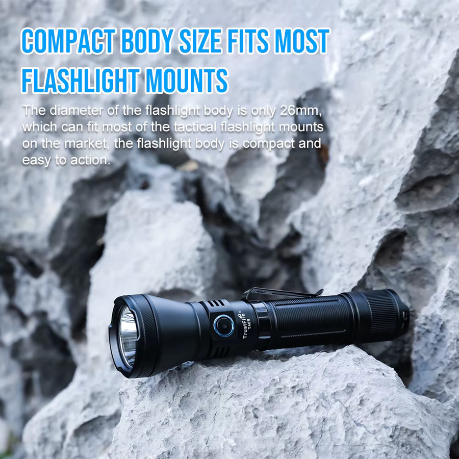 Trustfire T40R Taktische LED-Taschenlampe in Schwarz mit 1800 Lumen, USB-Aufladung und IP68-Schutz - Bild 6