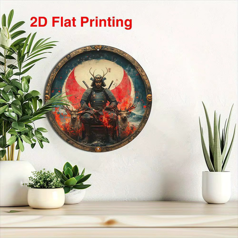 CIFBUY Japanisches Samurai-Hirsch Wandbild aus Metall, Retro-Design, B/H: 20,3 x 20,3 cm, Mehrfarbig - Bild 5