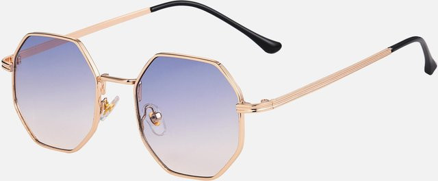 Yiran toy Sonnenbrille Rund, Metall, Vollrand, Unisex, Schwarz, Gold - Bild 1