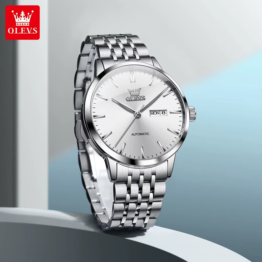 OLEVS Armbanduhr, Automatik, Edelstahl, Silber, Herren - Bild 2