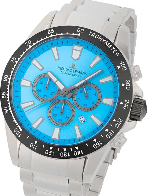 Jacques Lemans Chronograph, Quarz, Edelstahl, Blau, 48 mm, Herren - Bild 1