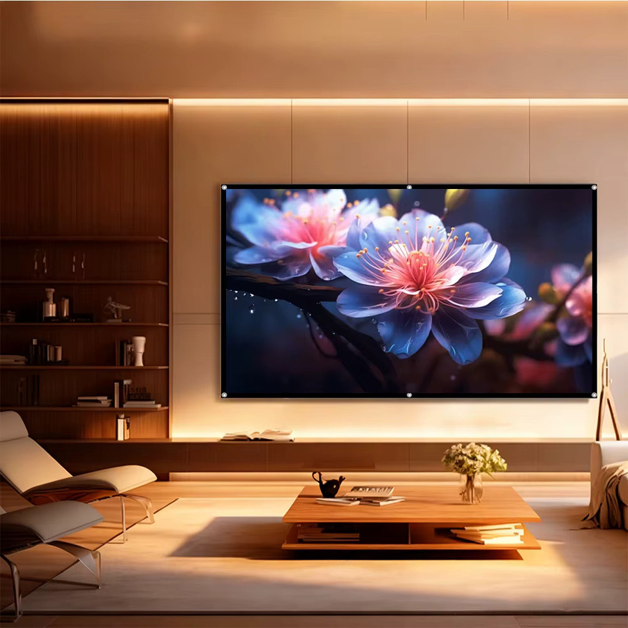 XIAOHUI Projektor-Leinwand mit Anti-Licht-Gitter in Weiß, tragbare Leinwand für Heimbüro und Heimkino, Format 16:9, 60–180 Zoll - Bild 6