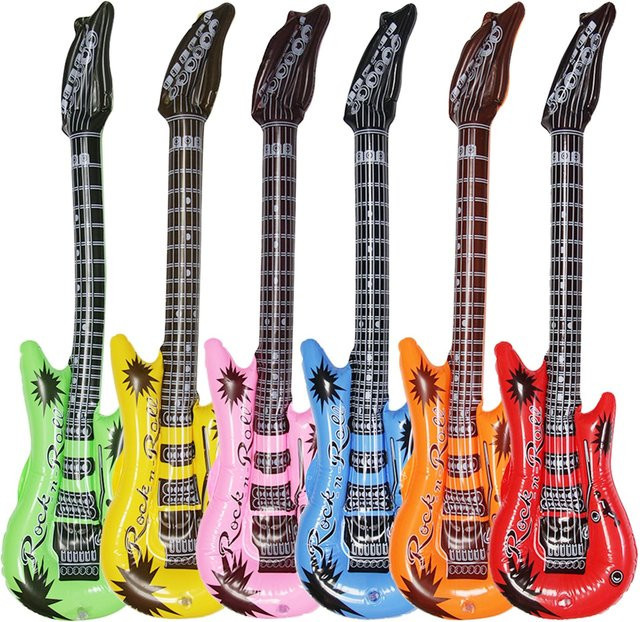 6er Set Aufblasbare Rockgitarren aus PVC in verschiedenen Farben für Mottopartys und Foto-Requisiten, Länge: 55 cm - Bild 1