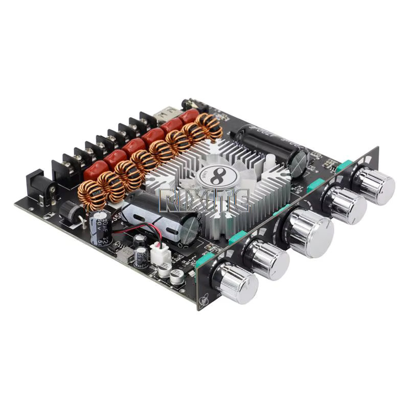 RIXITE Bluetooth Leistungsverstärker Platine 2,1 Ch Klasse D mit USB-Soundkarte und Equalizer, Schwarz - Bild 2