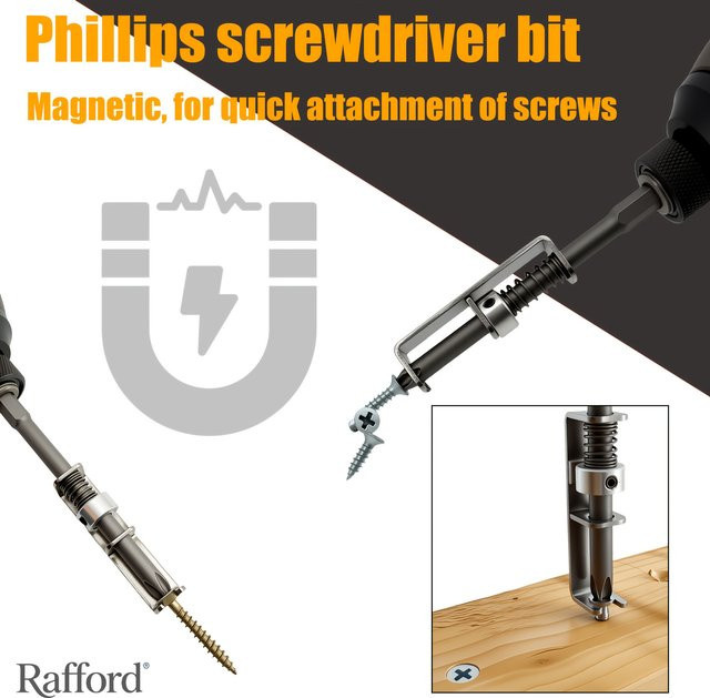 Rafford Magnetischer Kreuzschlitzschraubendreher in Silber mit federbelastetem Anti-Drop-Schraubenhalter und universellem Positionierungsbit für professionelle Reparaturen - Bild 1