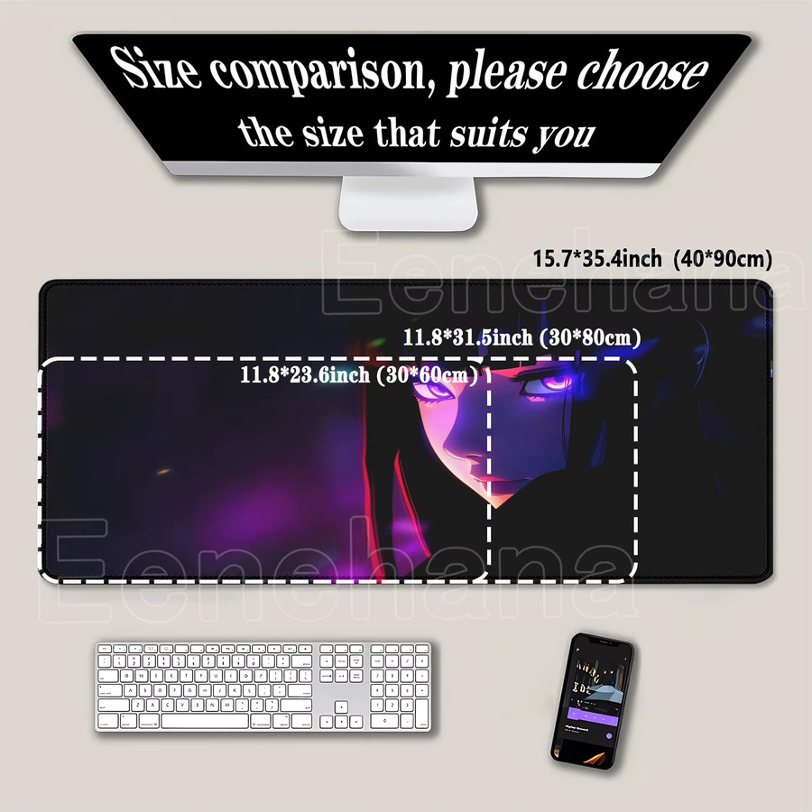 Eenehana XXL Gaming-Mauspad mit japanischem Gothic-Mädchen Design, rutschfest, B/T: 900 x 400 mm, multicolour - Bild 2