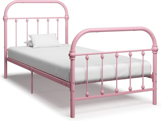 VD Home Furnishing Metall-Bettgestell in Pink, B/T/H: 90 x 200 x 101 cm - Bild 1