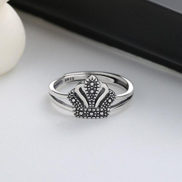 Luckcomee Damenring, 925 Silber, Kronenform, Vintage - Bild 1