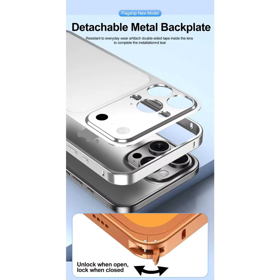 Aluminium Legierung Rahmen Backplane Schutzhülle für Apple iPhone 13 14 15 16 Pro Max und iPhone 17 Serie in Silver und Black - Bild 2