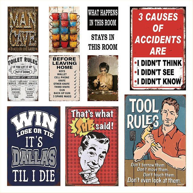 OANKR Retro Man Cave Metallblechschild Vintage Wanddekoration Mehrfarbig B: 30,0 cm, H: 20,0 cm - Bild 1